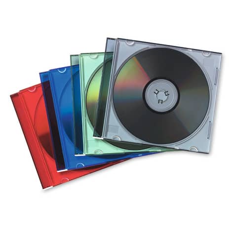 Porta CD e DVD FELLOWES jewel case slim colori assortiti conf.25 - 98317
